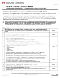 Document preview: Forme IMM5498 Liste De Controle DES Documents: Programme DES Diplomes Etrangers Du Canada Atlantique - Canada (French)