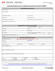 Forme IMM5686 Demande D&#039;opinion Pour Une Dispense De Permis De Travail Ou D&#039;eimt - Canada (French)