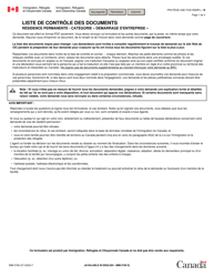 Forme IMM5760 Liste De Controle DES Documents: Categorie Demarrage D&#039;entreprise - Canada (French)