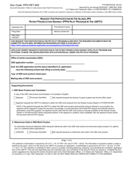 Form PTO/SB/20GLBL &quot;Request for Participation in the Global/Ip5 Patent Prosecution Highway (Pph) Pilot Program in the Uspto&quot;