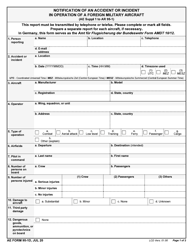 Document preview: AE Form 95-1D Notification of an Accident or Incident in Operation of a Foreign Military Aircraft
