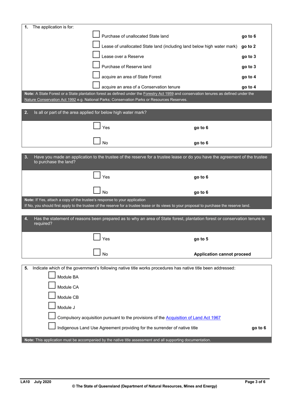 Form LA10 Part B Application to Purchase or Lease State Land - Queensland, Australia, Page 3