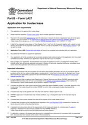 Document preview: Form LA27 Part B Application for Trustee Lease - Queensland, Australia
