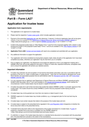 Form LA27 Part B Application for Trustee Lease - Queensland, Australia