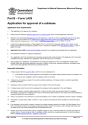 Form LA28 Part B Application for Approval of a Sublease - Queensland, Australia