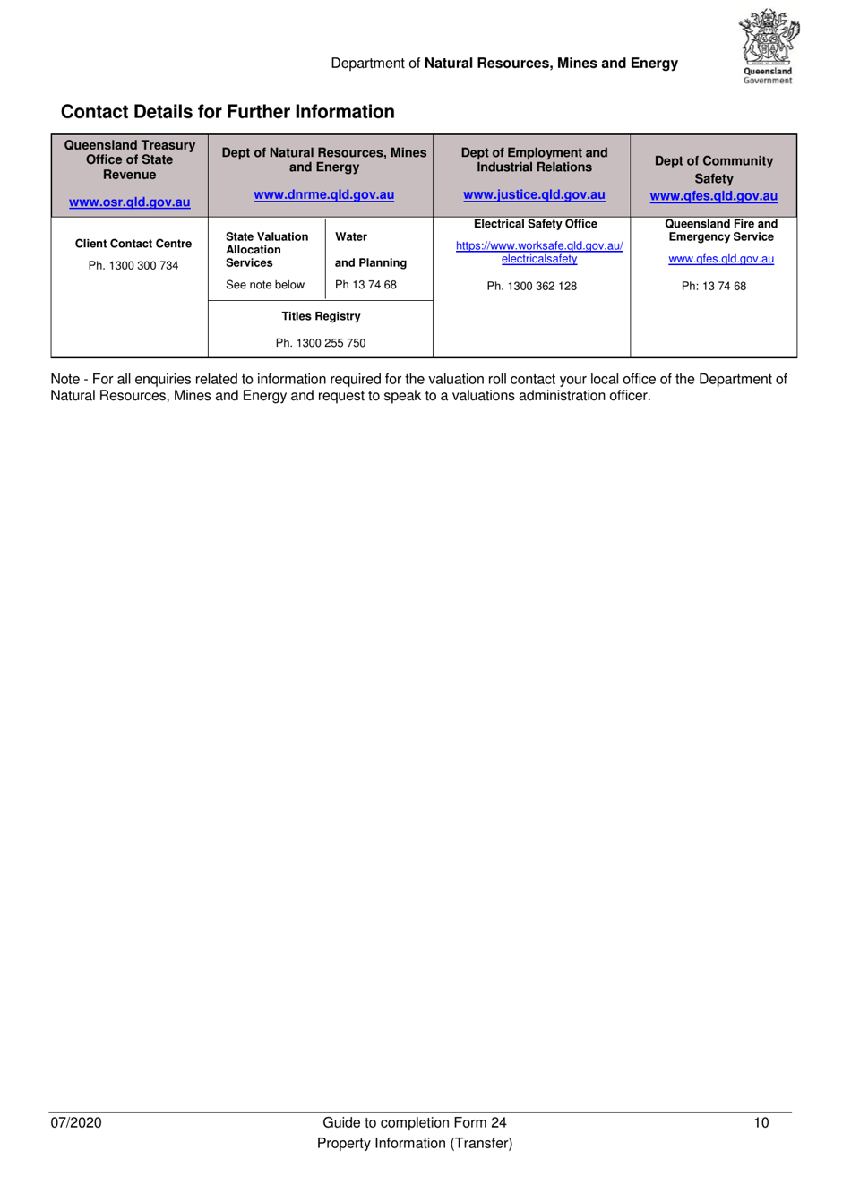 Instructions for Form 24 Property Information (Transfer) - Queensland, Australia, Page 10