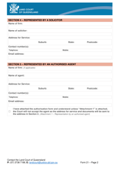 Form 21 Notice of Representation and/or Address for Service - Queensland, Australia, Page 2