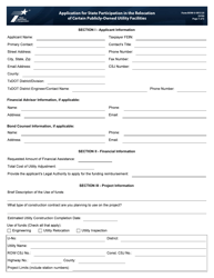 Form ROW-U-SP2125 Application for State Participation in the Relocation of Certain Publicly-Owned Utility Facilities - Texas