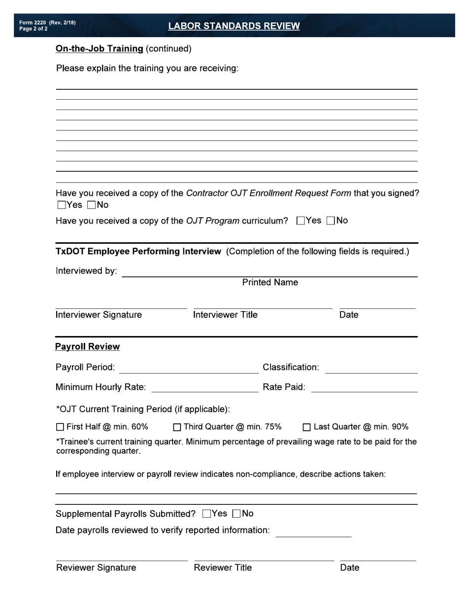 Form 2220 - Fill Out, Sign Online and Download Printable PDF, Texas ...