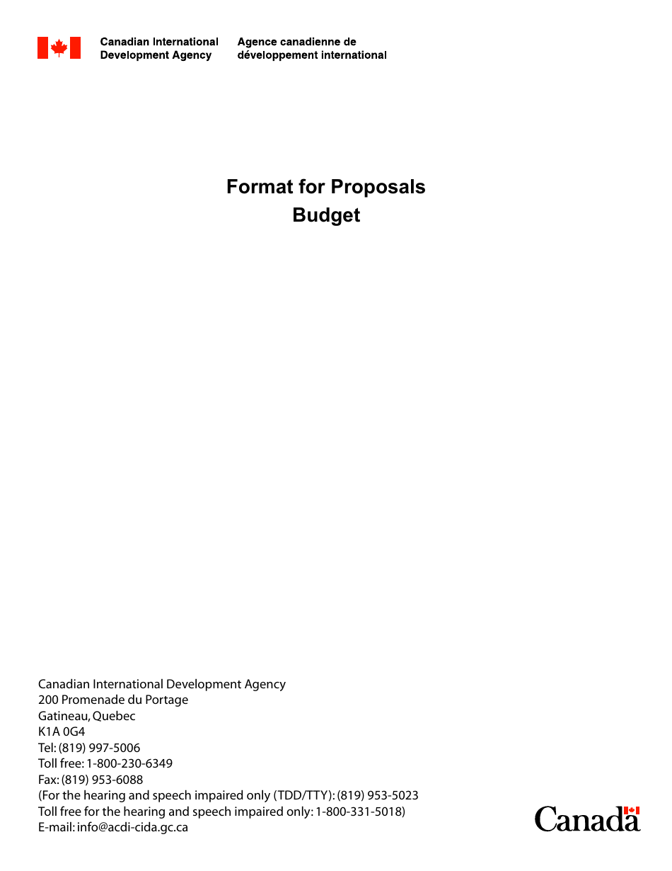 Budget Proposals Template - Canada, Page 1
