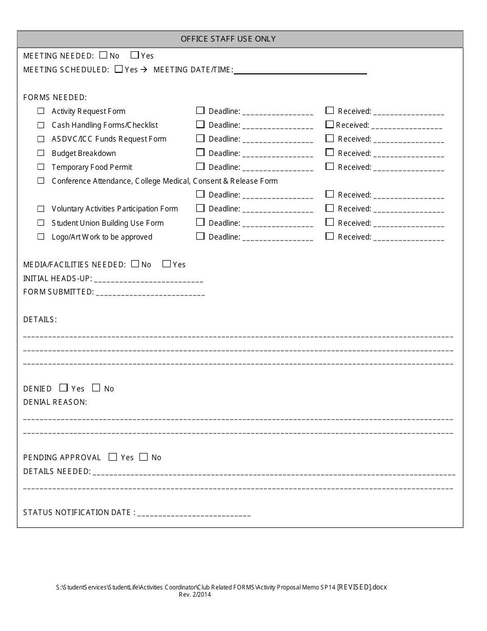 Activity Proposal Memo - Diablo Valley College, Page 3