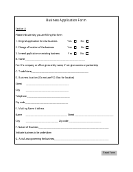Document preview: Business Application Form