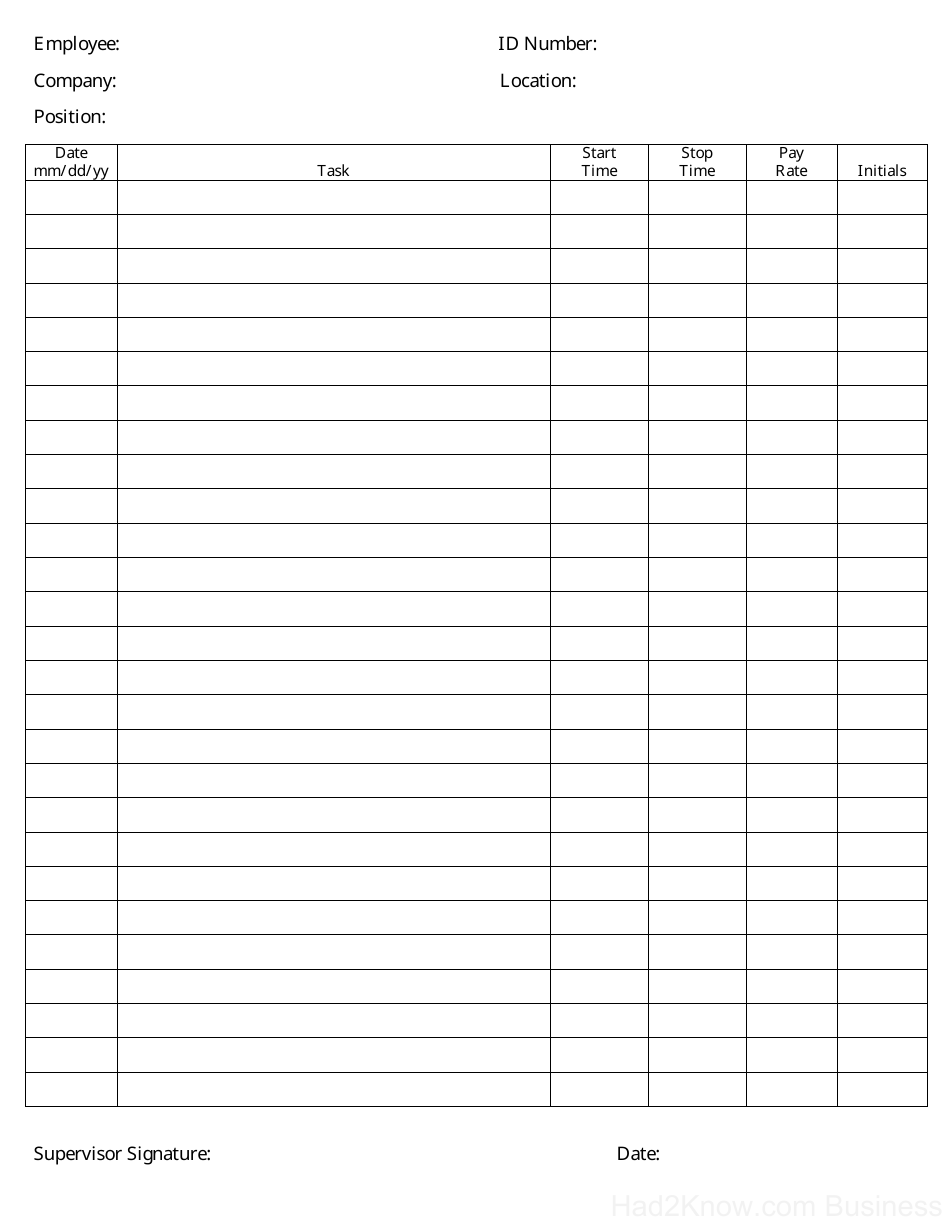 Employee Time Log Template Fill Out, Sign Online and Download PDF