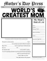 &quot;World's Greatest Mom Newspaper Template&quot;