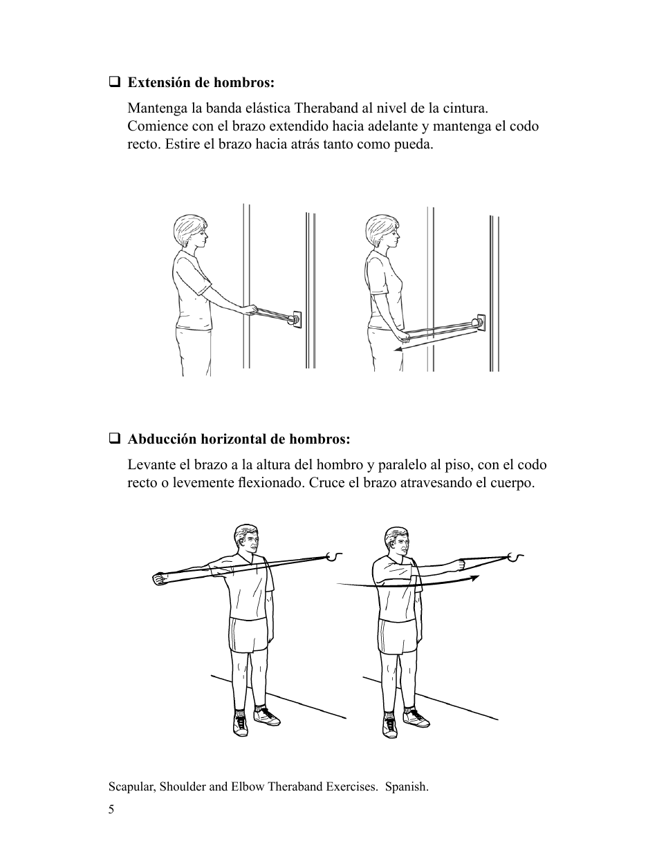 Scapular Shoulder and Elbow Theraband Exercise Chart (English / Spanish), Page 10