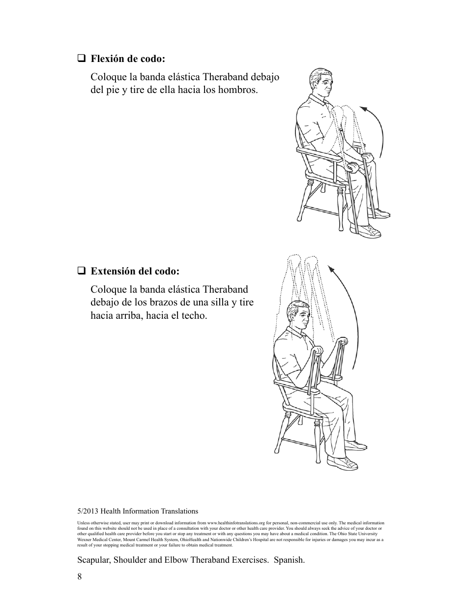 Scapular Shoulder and Elbow Theraband Exercise Chart Download Printable ...