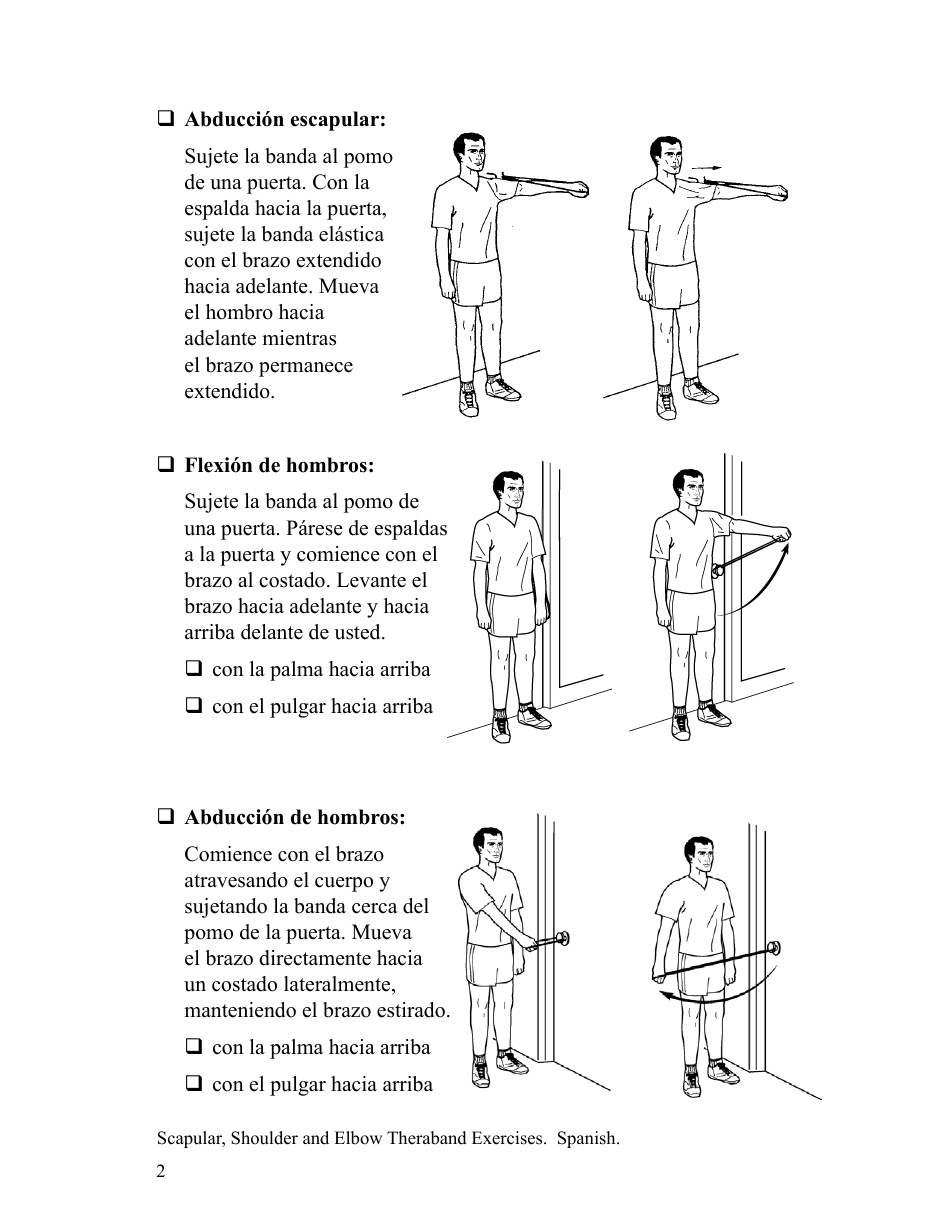Scapular Shoulder and Elbow Theraband Exercise Chart (English / Spanish), Page 4
