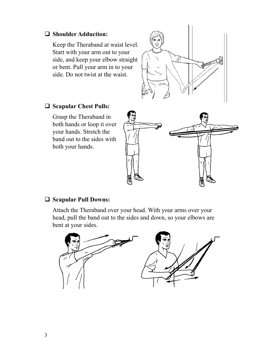 Scapular Shoulder And Elbow Theraband Exercise Chart Download Printable 