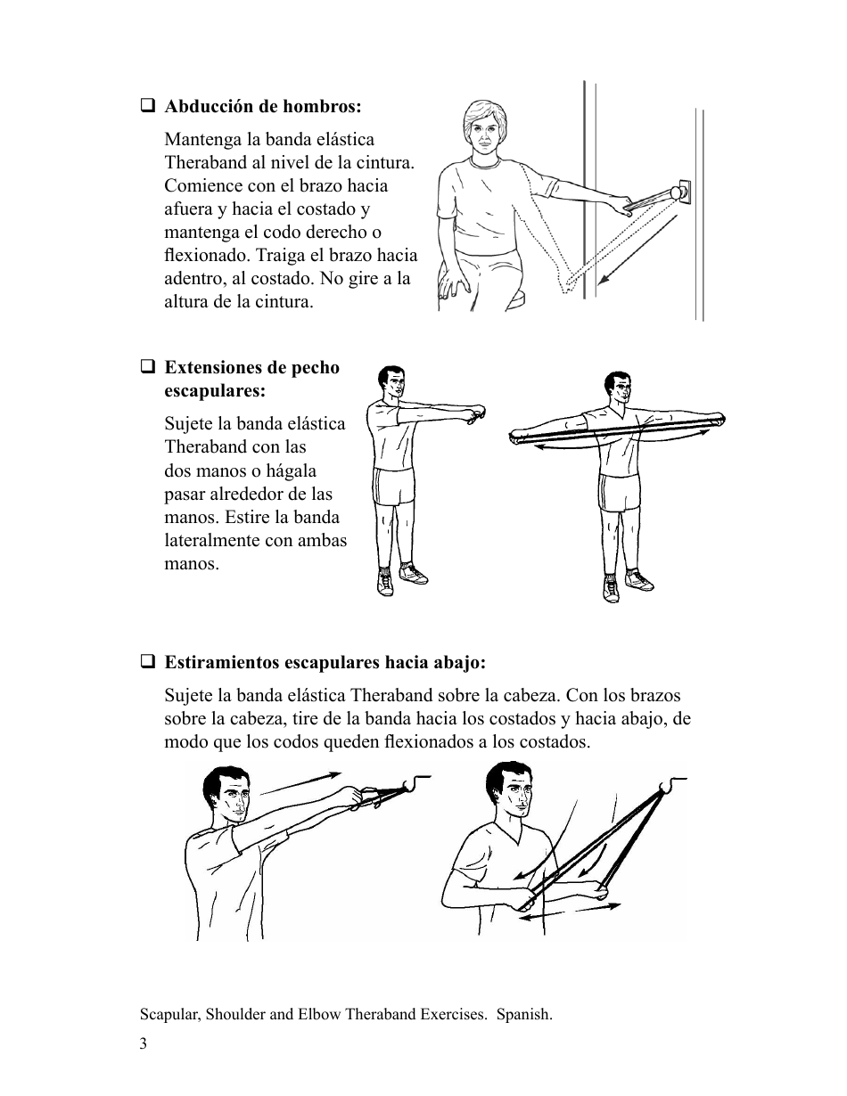 Scapular Shoulder and Elbow Theraband Exercise Chart (English / Spanish), Page 6