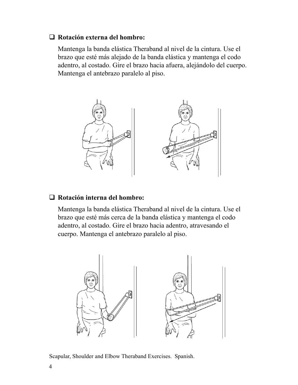 Scapular Shoulder and Elbow Theraband Exercise Chart (English / Spanish), Page 8