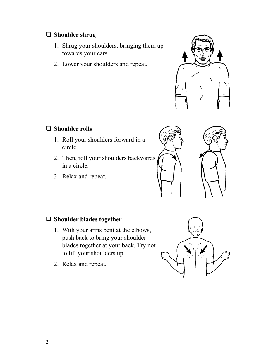 Neck and Shoulder Relaxation Exercise Sheet (English / Spanish), Page 3