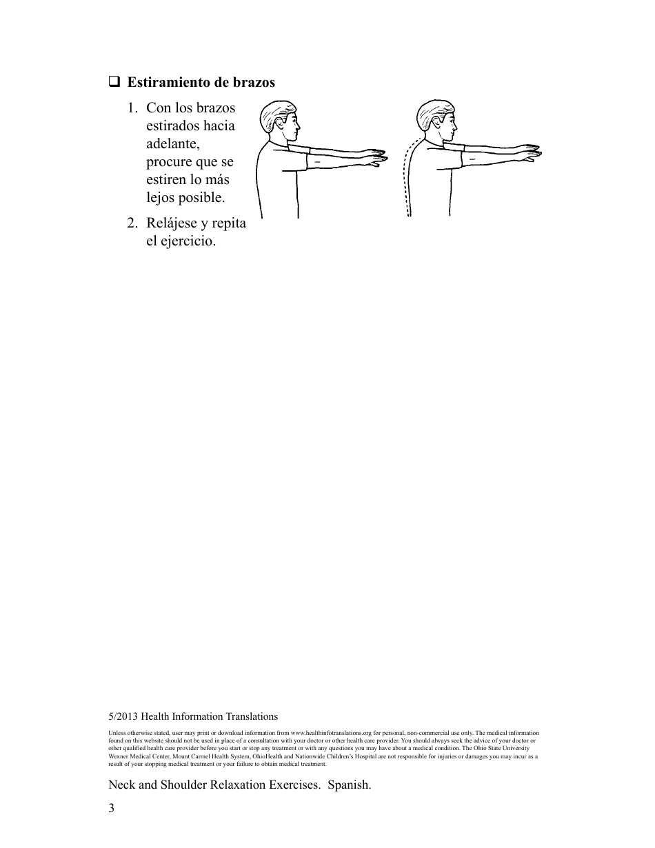 Neck and Shoulder Relaxation Exercise Sheet (English / Spanish), Page 6
