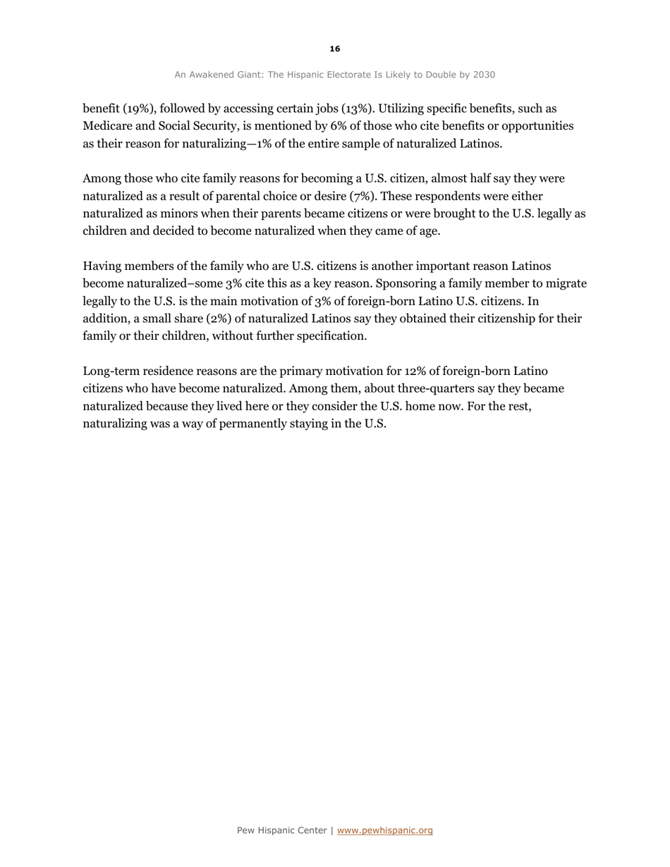 An Awakened Giant: the Hispanic Electorate Is Likely to Double by 2030 - Paul Taylor, Ana Gonzalez-Barrera, Jeffrey S. Passel and Mark Hugo Lopez, Pew Research Center, Page 17