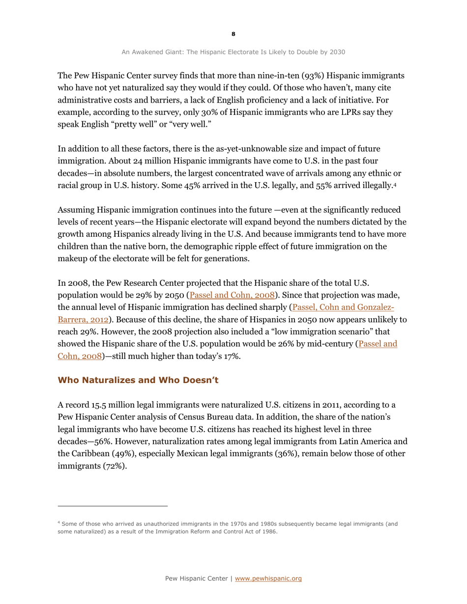 An Awakened Giant: the Hispanic Electorate Is Likely to Double by 2030 - Paul Taylor, Ana Gonzalez-Barrera, Jeffrey S. Passel and Mark Hugo Lopez, Pew Research Center, Page 9