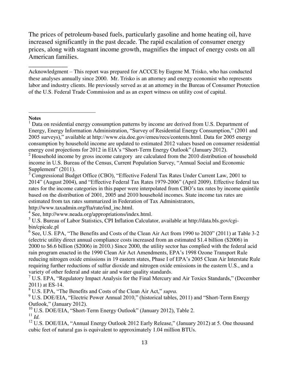 Energy Cost Impacts on American Families, 2001-2012 - American Coalition for Clean Coal Electricity, Page 13