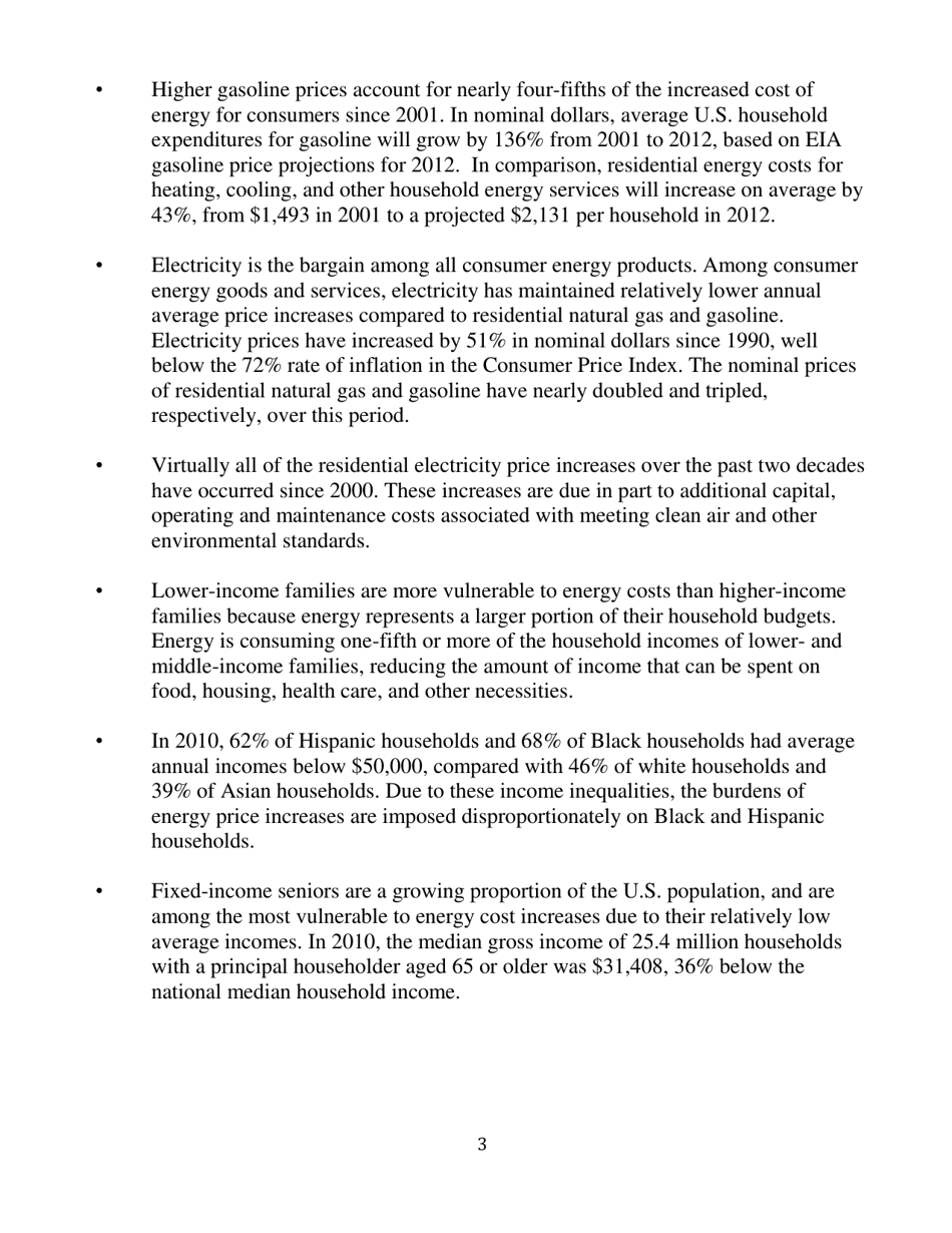 Energy Cost Impacts on American Families, 2001-2012 - American Coalition for Clean Coal Electricity, Page 3