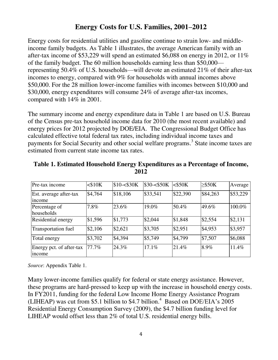 Energy Cost Impacts on American Families, 2001-2012 - American Coalition for Clean Coal Electricity, Page 4