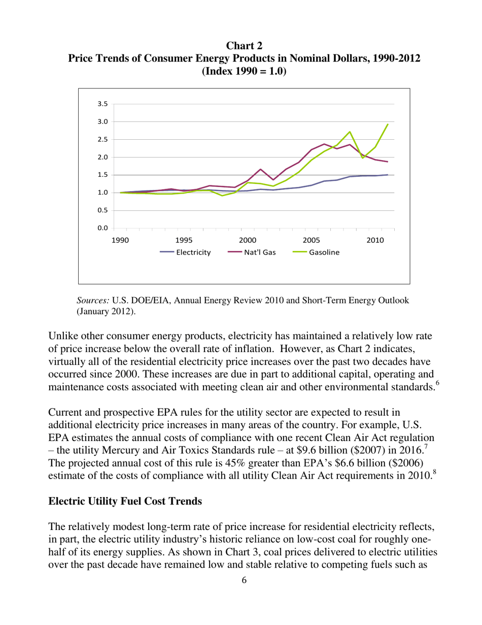 Energy Cost Impacts on American Families, 2001-2012 - American Coalition for Clean Coal Electricity, Page 6