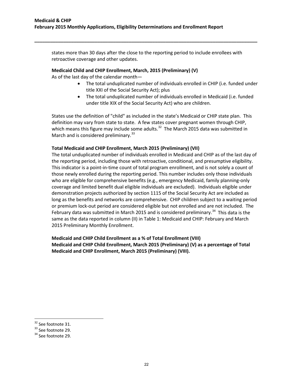 Medicaid  Chip: March 2015 Monthly Applications, Eligibility Determinations and Enrollment Report, Page 22
