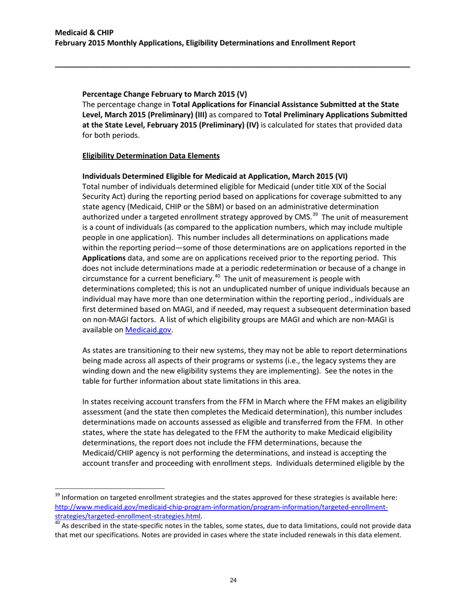 Medicaid  Chip: March 2015 Monthly Applications, Eligibility Determinations and Enrollment Report, Page 24