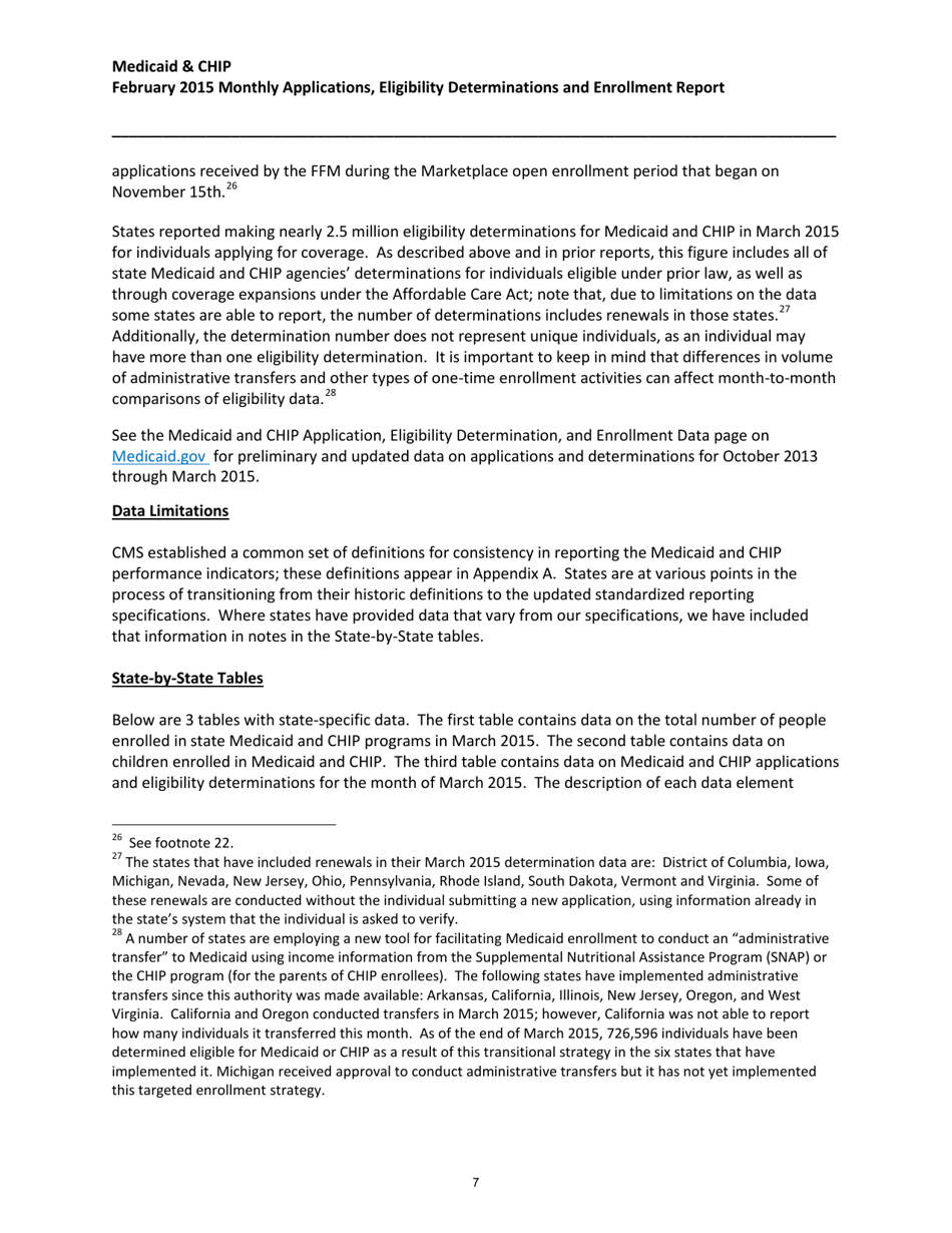 Medicaid  Chip: March 2015 Monthly Applications, Eligibility Determinations and Enrollment Report, Page 7