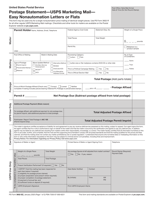 PS Form 3602-EZ  Printable Pdf