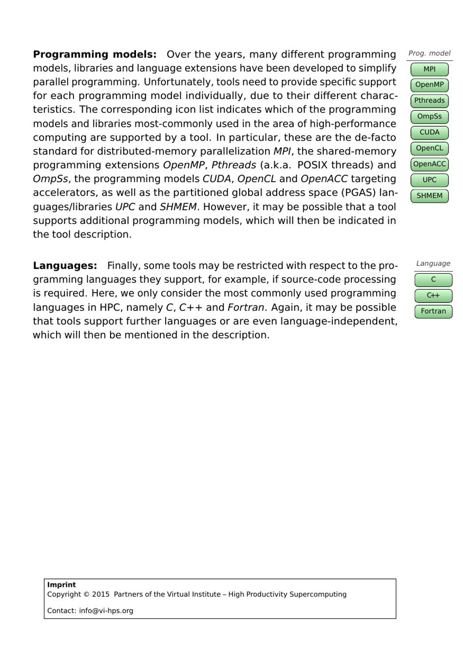 Tools Guide - Virtual Institute - High Productivity Supercomputing, Page 3