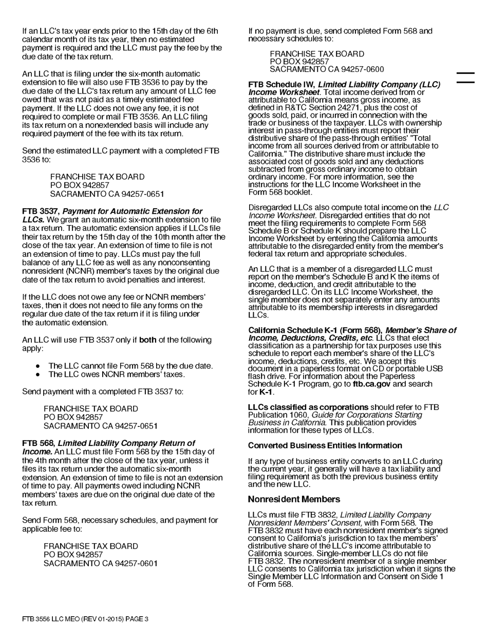 Form FTB3556 LCC MEO - Fill Out, Sign Online and Download Printable PDF ...