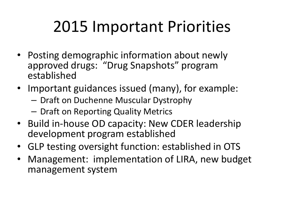 CDER Priorities: Initiatives and Innovation - Janet Woodcock M.d. Director, CDER, Fda, Page 7