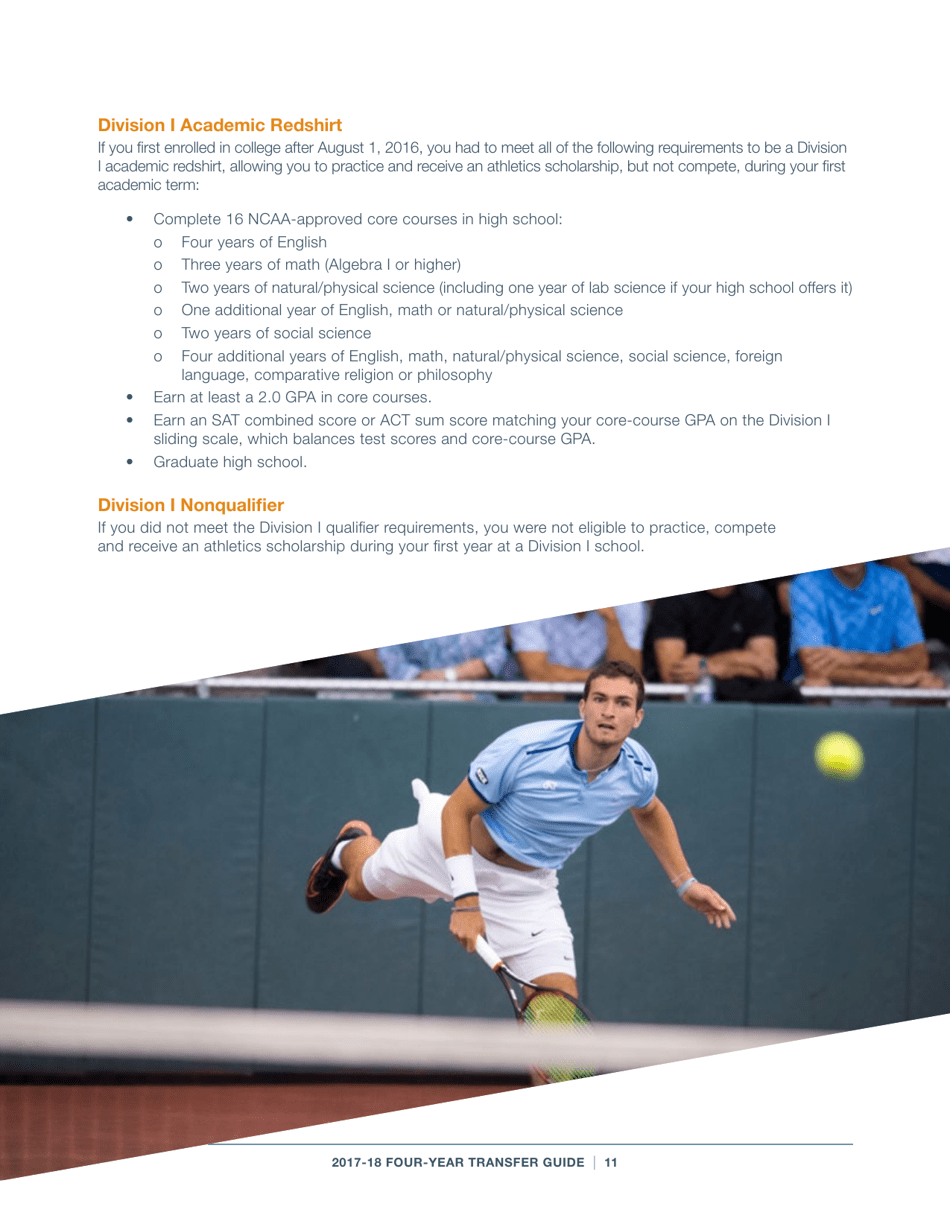 2017-18 Guide for Four-Year Transfers for Student-Athletes at Four-Year Colleges - Ncaa, Page 11