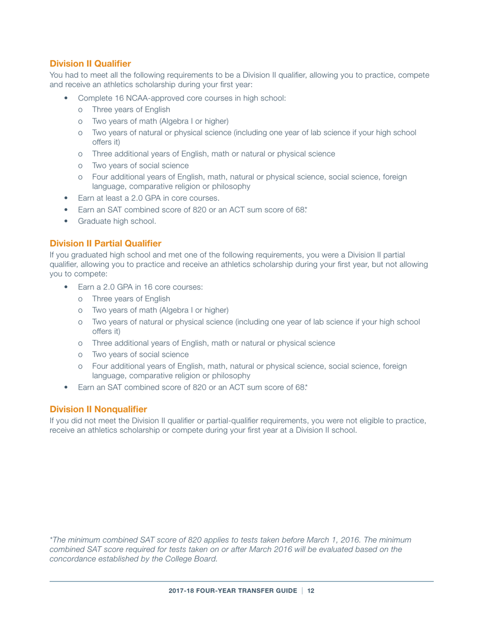 2017-18 Guide for Four-Year Transfers for Student-Athletes at Four-Year Colleges - Ncaa, Page 12