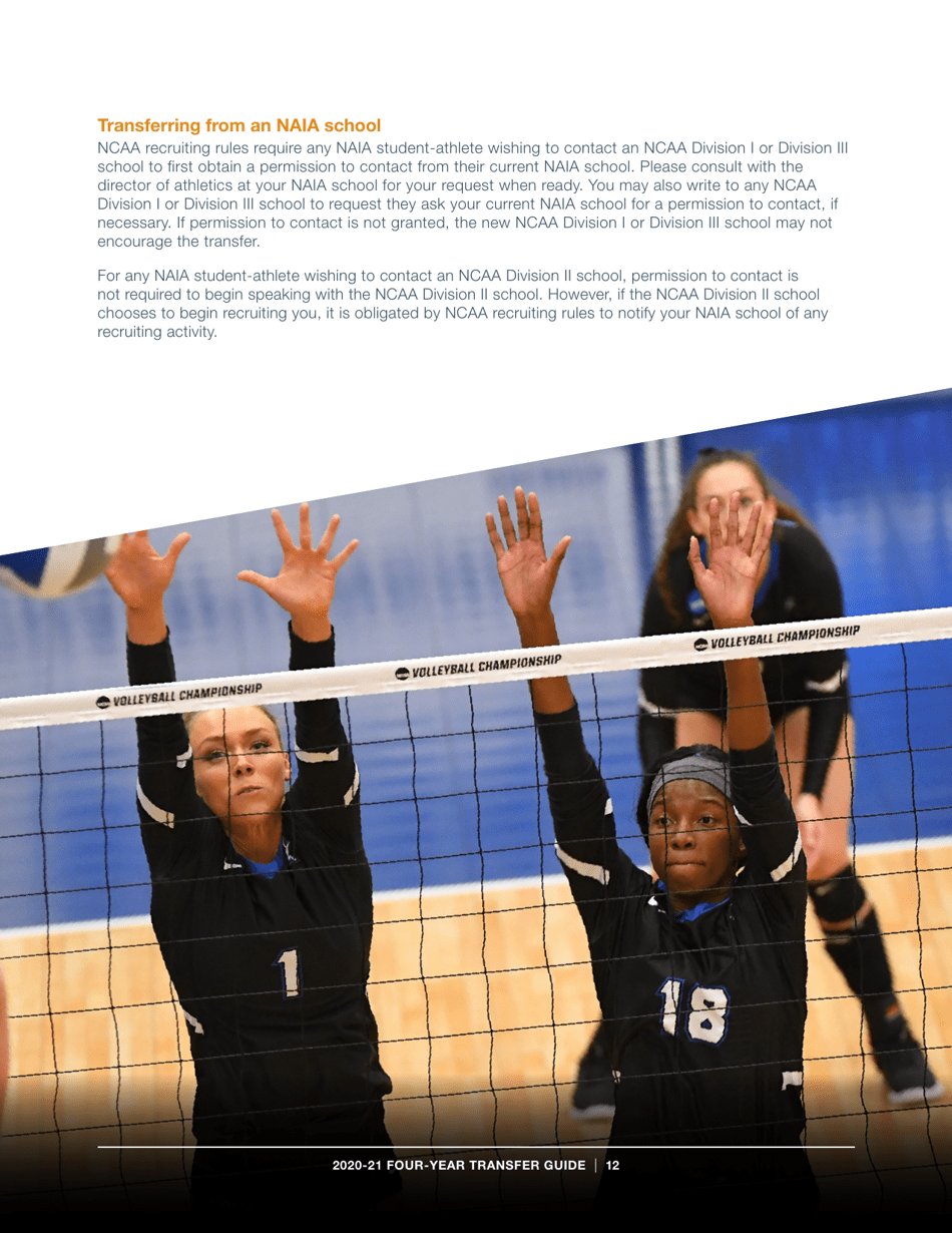 2020-21 Guide for Four-Year Transfers for Student-Athletes at Four-Year Colleges - Ncaa, Page 12