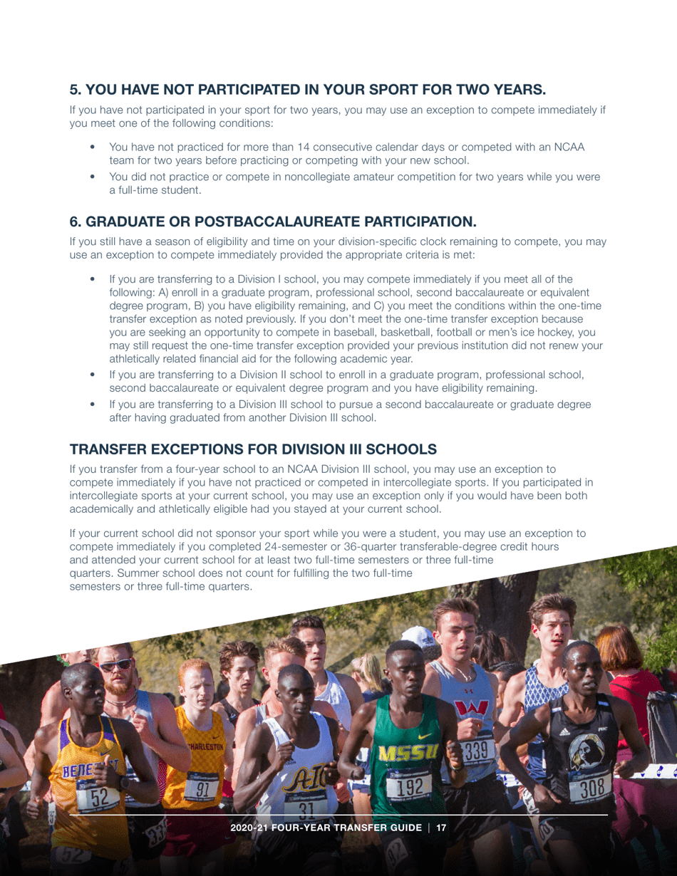 2020-21 Guide for Four-Year Transfers for Student-Athletes at Four-Year Colleges - Ncaa, Page 17