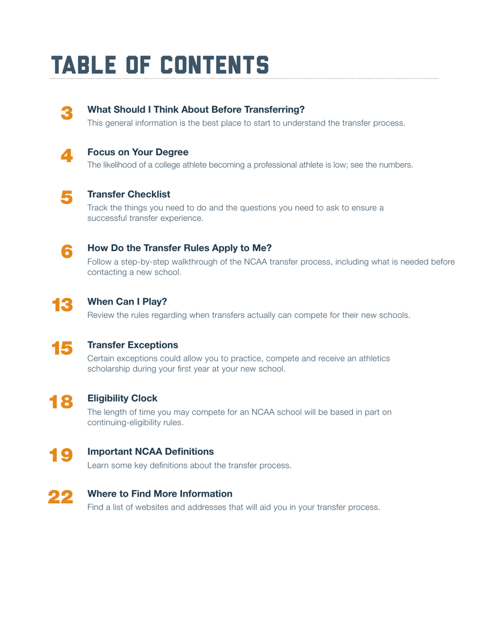 2020-21 Guide for Four-Year Transfers for Student-Athletes at Four-Year Colleges - Ncaa, Page 2