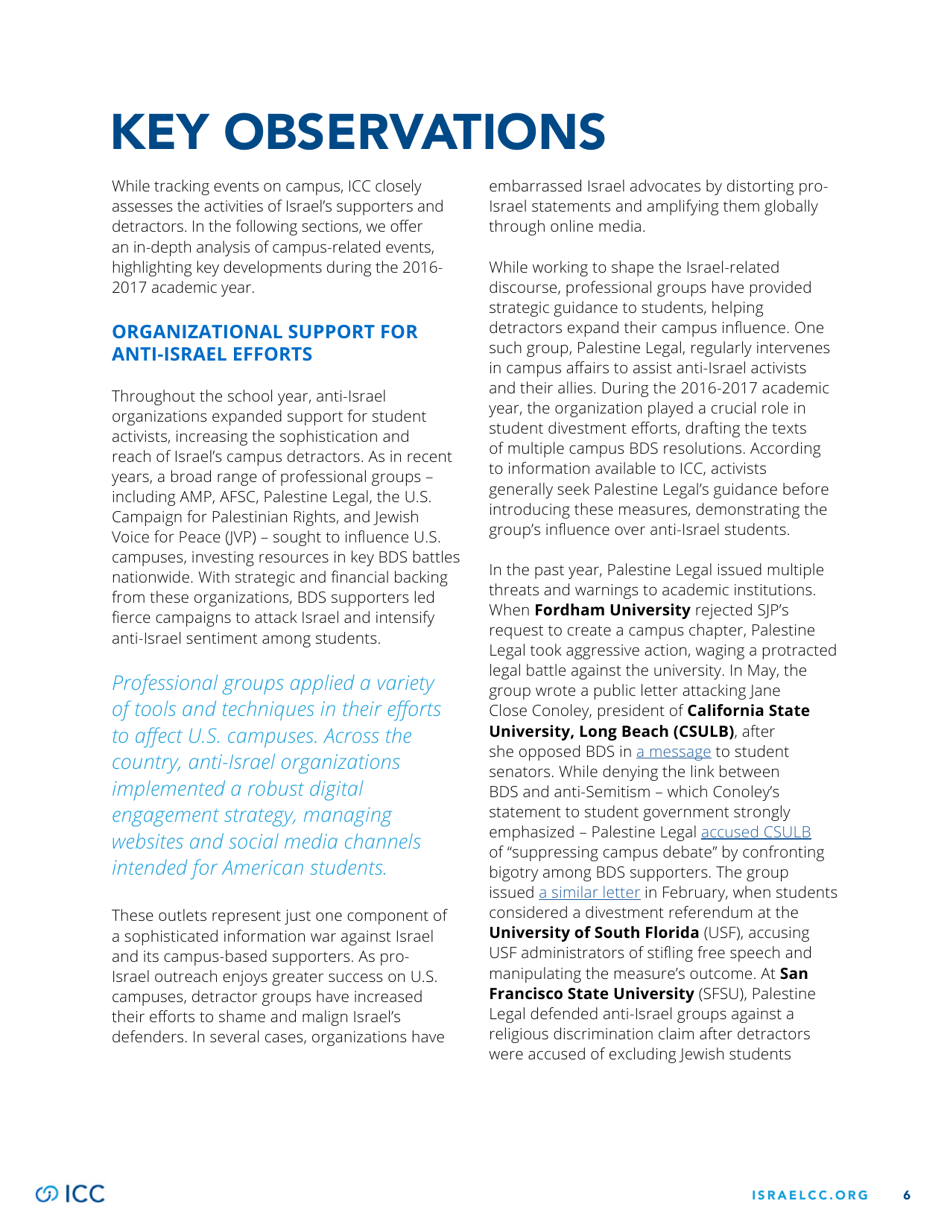 2016-2017 Year End Report - Israel on Campus Coalition, Page 6