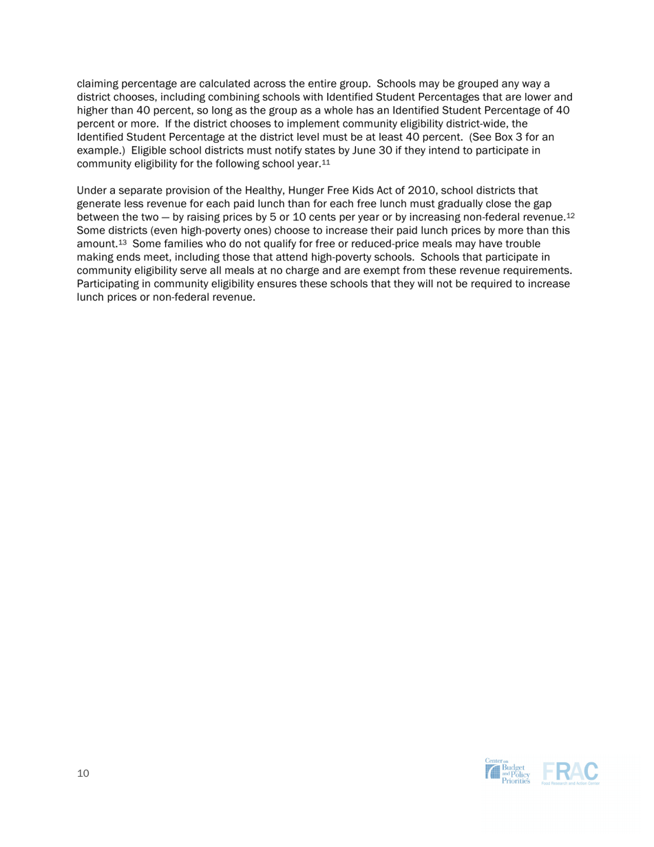 Community Eligibility: Making High-Poverty Schools Hunger Free - Frac, Page 10