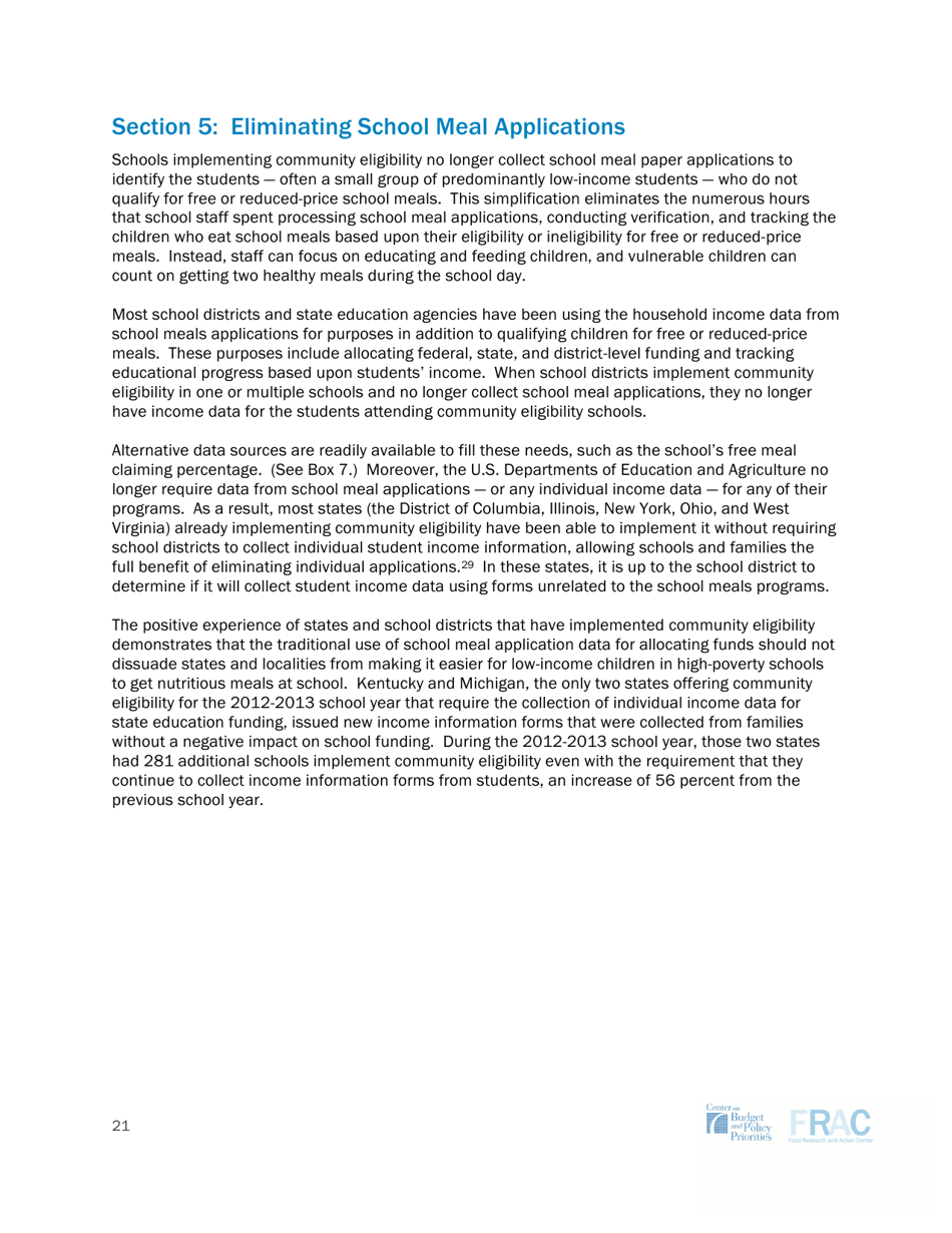 Community Eligibility: Making High-Poverty Schools Hunger Free - Frac, Page 21