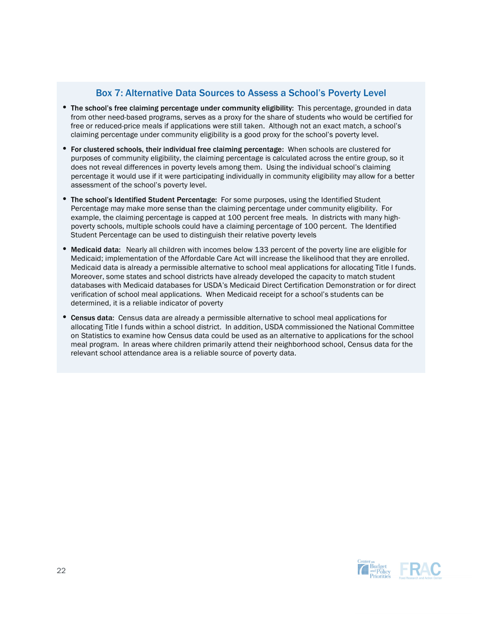 Community Eligibility: Making High-Poverty Schools Hunger Free - Frac, Page 22