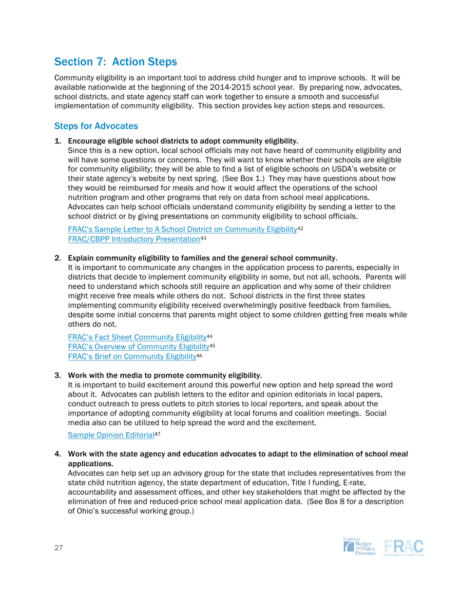 Community Eligibility: Making High-Poverty Schools Hunger Free - Frac, Page 27