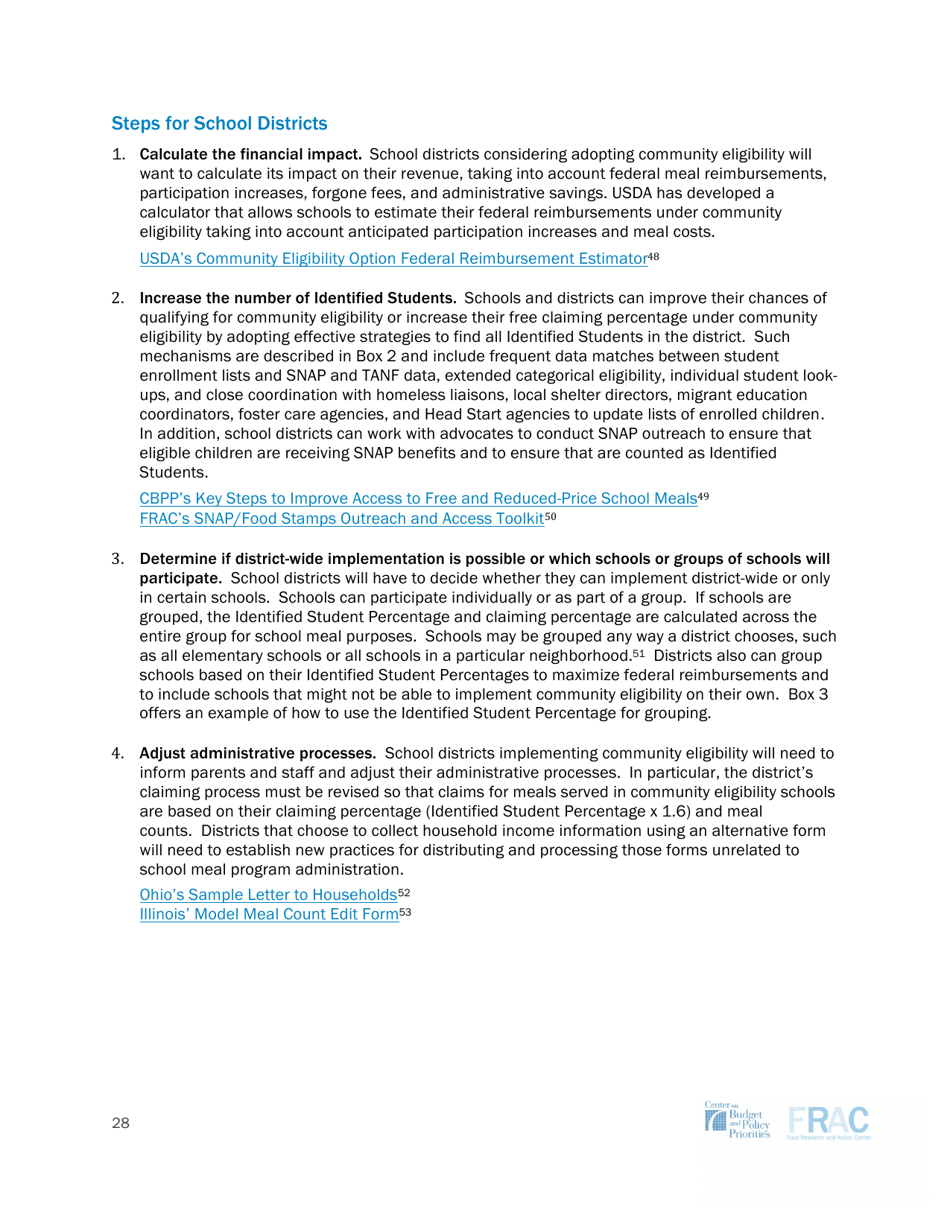Community Eligibility: Making High-Poverty Schools Hunger Free - Frac, Page 28